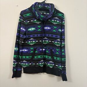 LRL Lauren active Striped Cowl Neck Sweater women’s XL thermal green purple cl